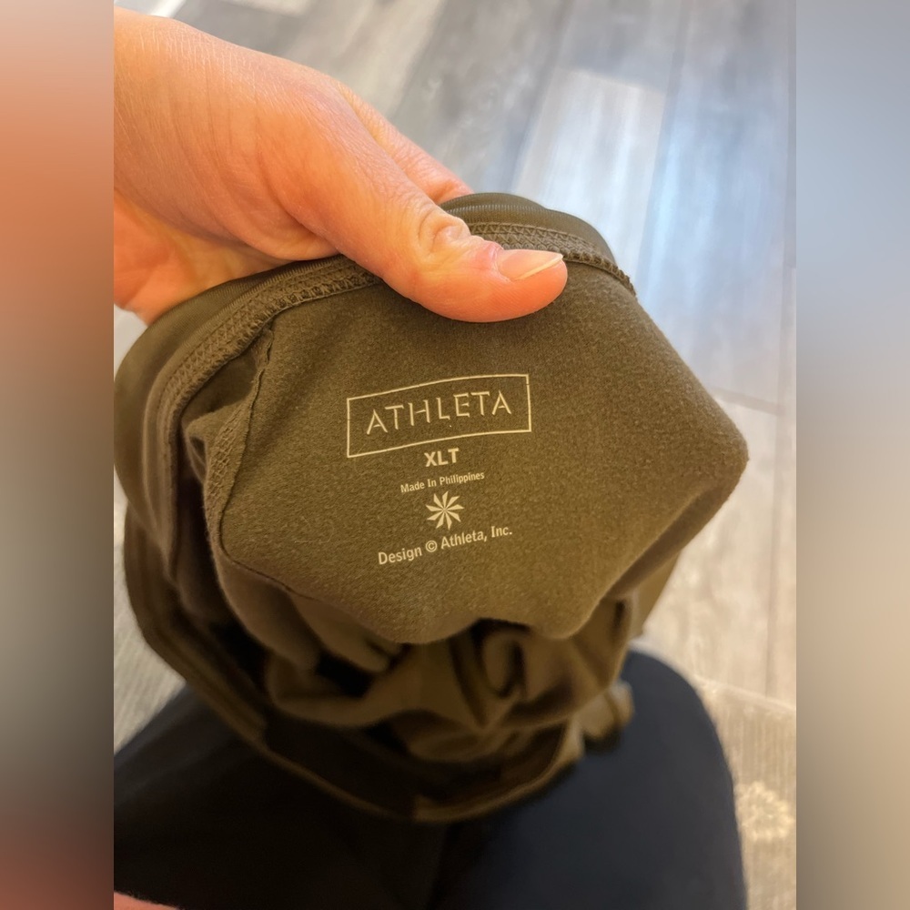 Athleta Olive Green Flare Light Fleece Lined Leggings Size XLT - Picture 3 of 8